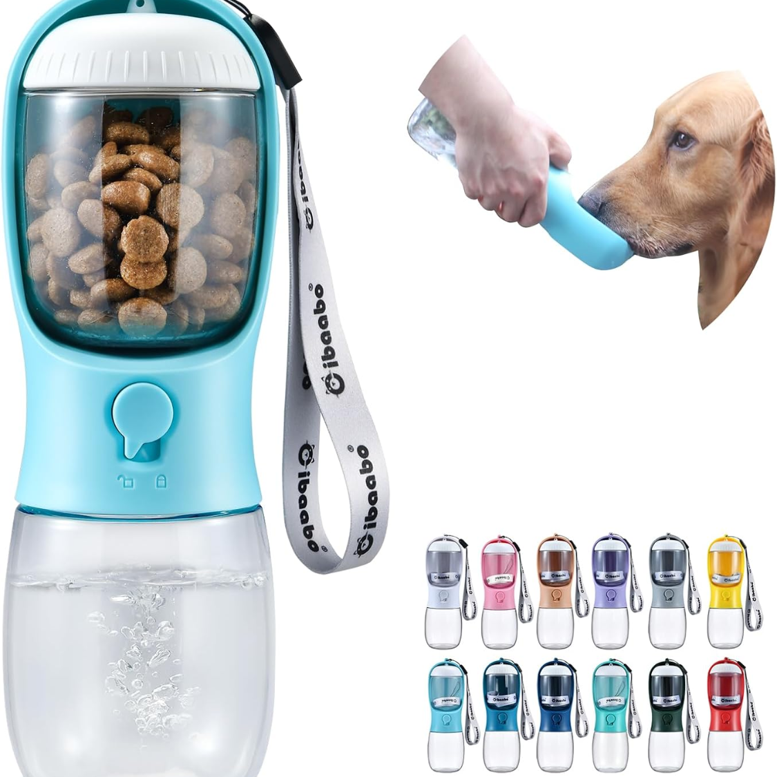 Botella de Agua para Perros con Contenedor de Comida, Tazón Portátil para Mascotas, Dispensador de Alimento para Viajes, Regalo para Perros Accesorios Esenciales para Paseos y Caminatas con Cachorros — imagen 1