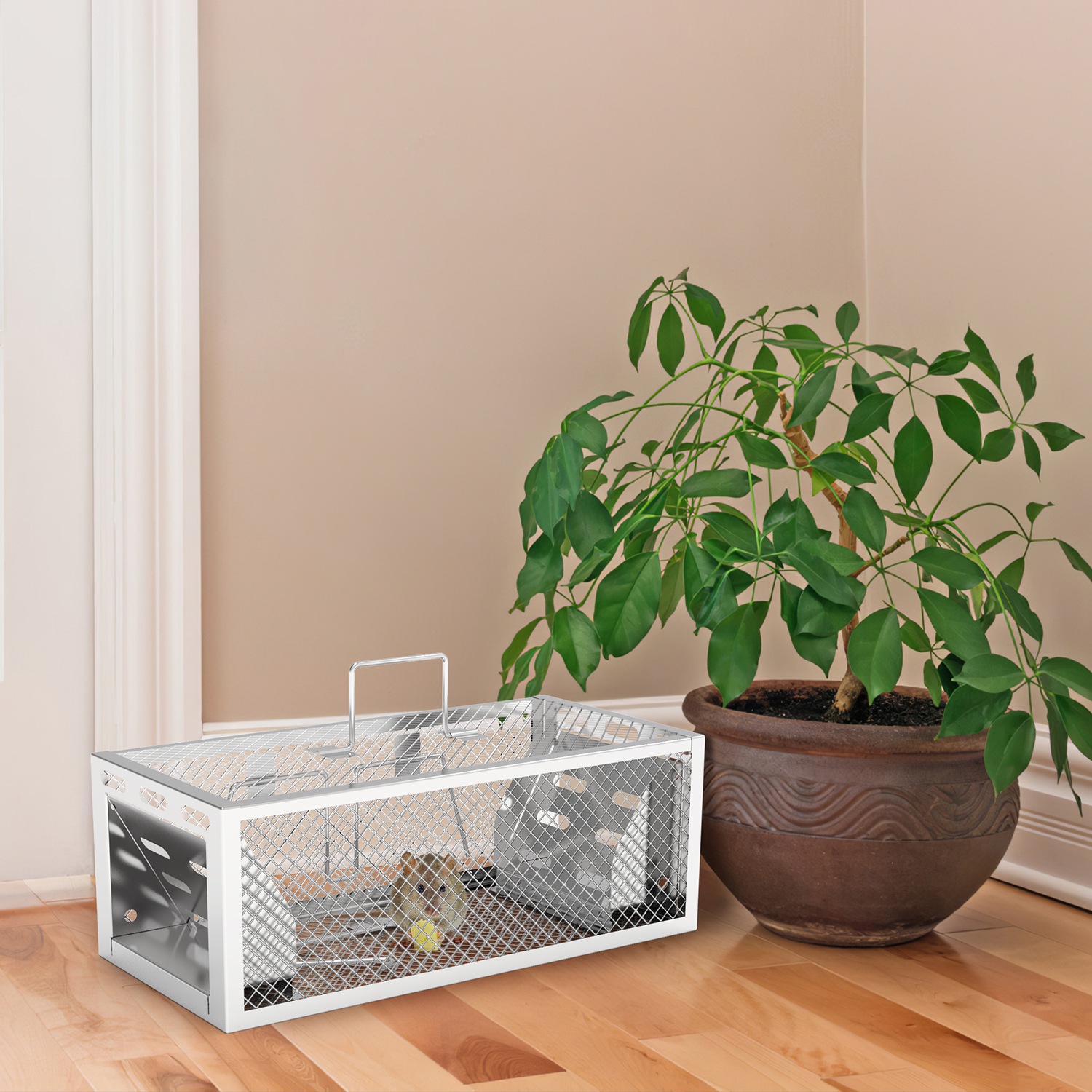 Paquete de 2 Trampas para Ratas Humanitarias de 2 Puertas 11.81x5.63x4.45In, Trampa para Ratones Automática y Continua, Reutilizable, de Hierro Galvanizado, Jaula para Animales Vivos — imagen 8