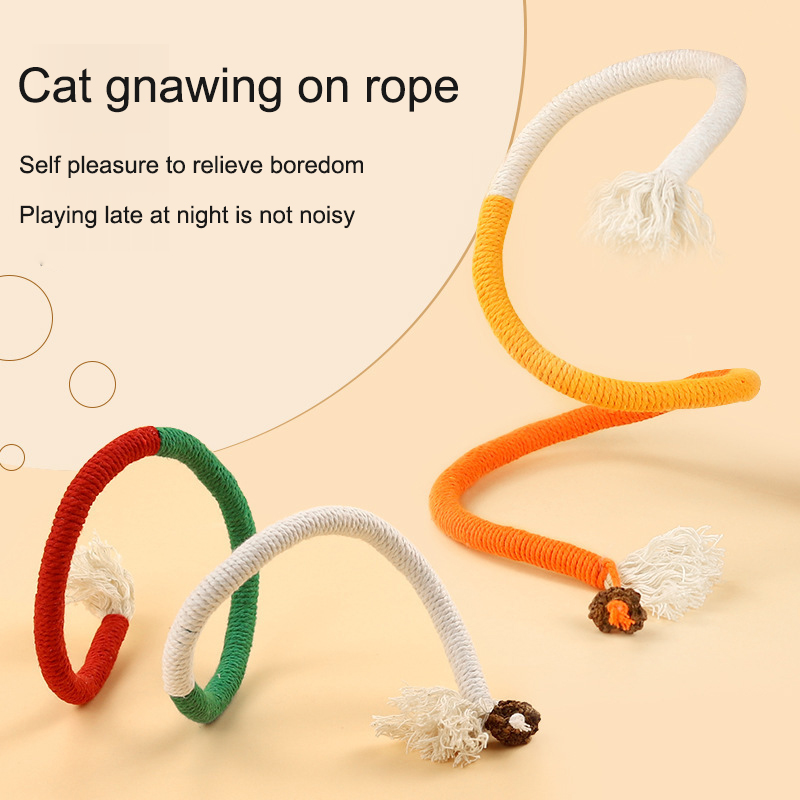 Cat Bite Rope Toy for Self pleasure Relieve Stress Grind Teeth Clean Teeth Cat Teasing Stick Supplies — image 1