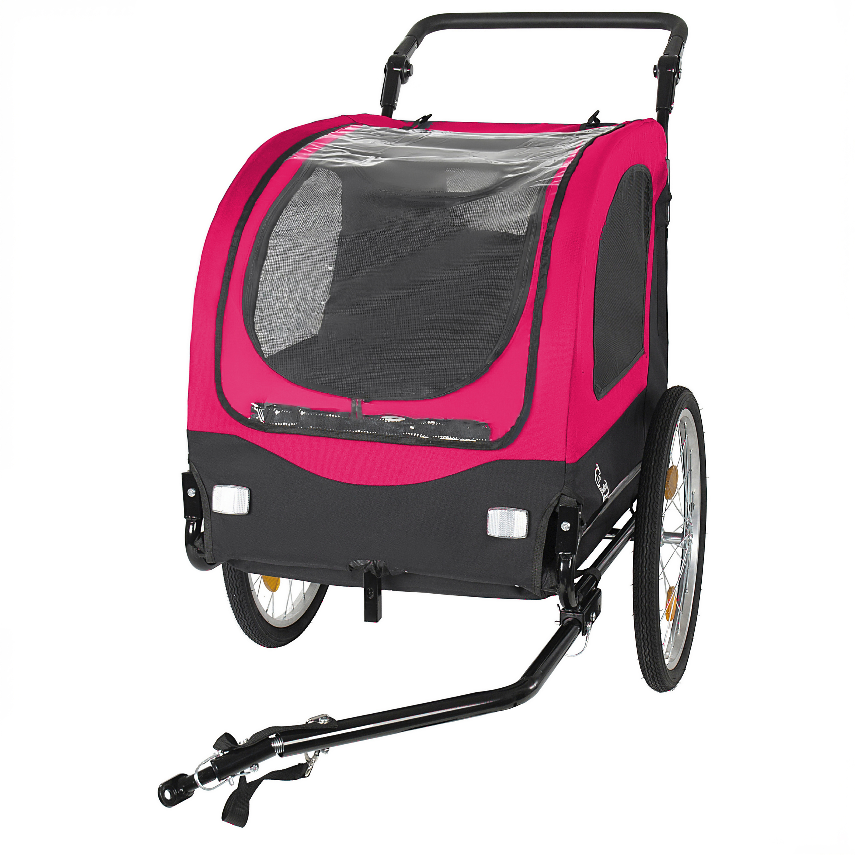 2-in-1 Bike Trailer & Pet Stroller For Dogs Up To 110lbs Foldable Pet Carrier Cart With Front Caster & 20 Quick Release Air-Filled Wheels, Breathable Mesh And PVC Rain Cover, Red — imagen 3