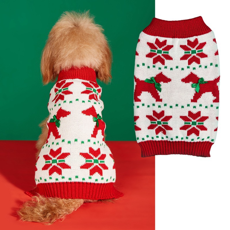 Pet clothes Santa Claus Christmas tree car reindeer snowflakes gingerbread people dogs sweaters autumn and winter — image 14