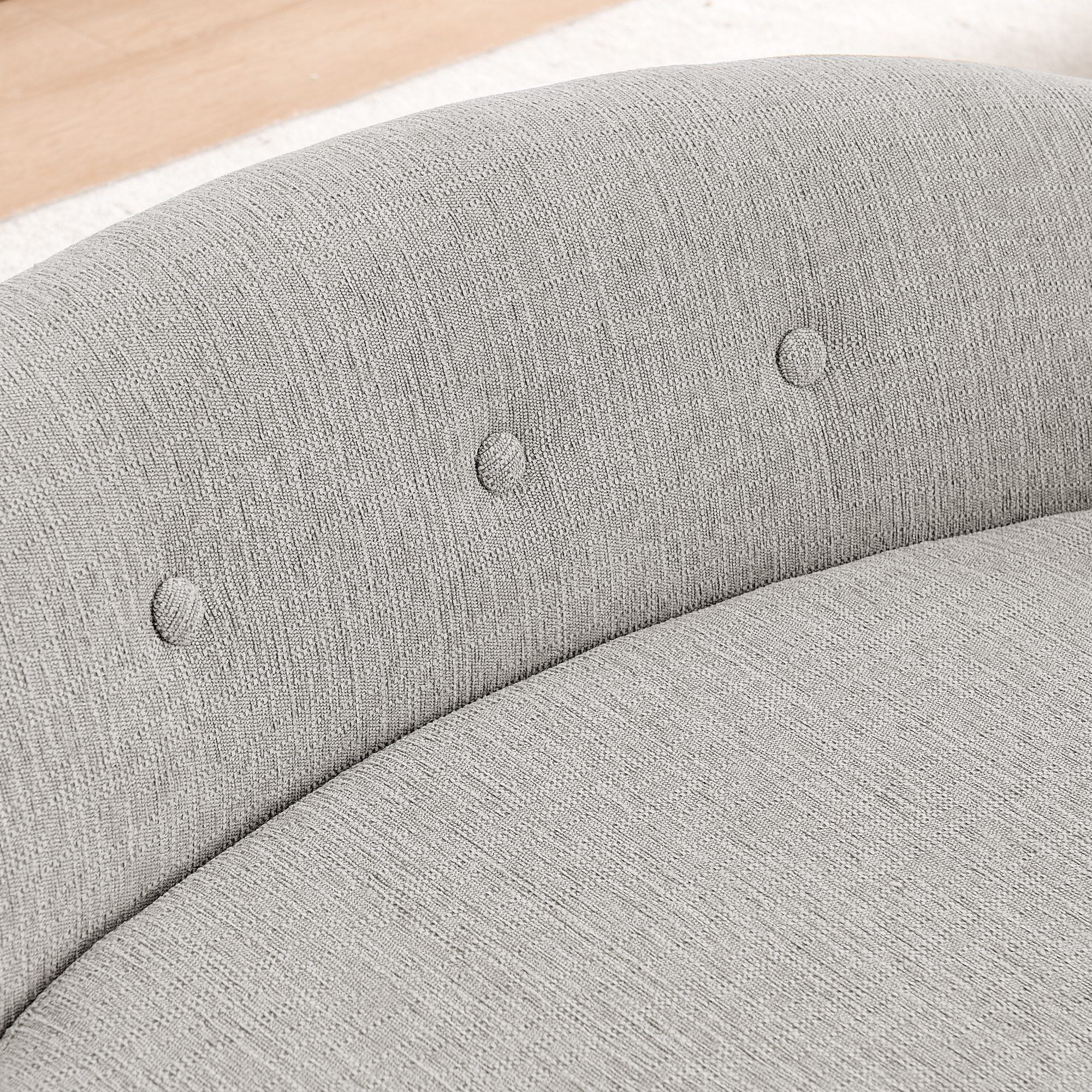 SILLA DE PERRO GRANDE Ovalada Semi-Cerrada - Material de Lino Duradero, Espaldar con Botones y Tufting, Soporte Alto-Centro Bajo-Lados y Confort Plush Beige — imagen 3