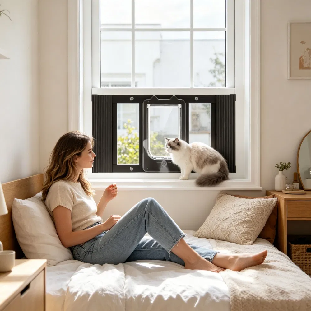 Cat Door for Window with Adjustable Length for Indoor — imagen 1