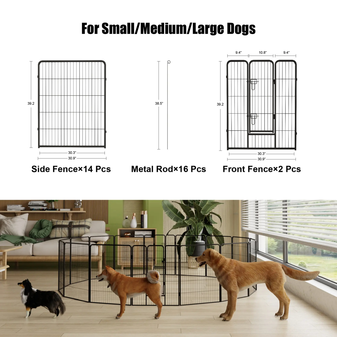 Cubo de Juego para Perros, 40 Pulgadas - 16 Paneles, Corral para Perros Grande/Medio/Pequeño con Puertas Reversibles para Caravana, Camping y Jardín — imagen 5