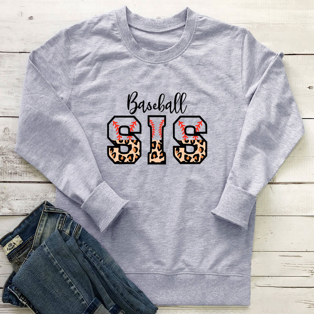 Baseball sis letter leopard print hoodie — image 5