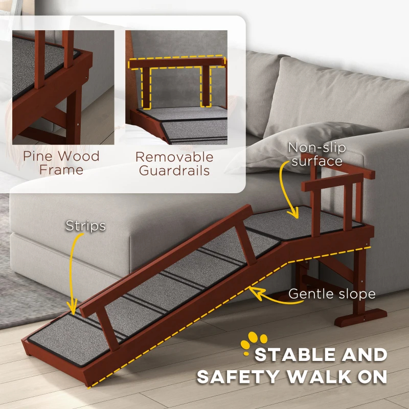 PawHut Wooden Dog Ramp With Removable Guardrails, Non-Slip Surface — imagen 7