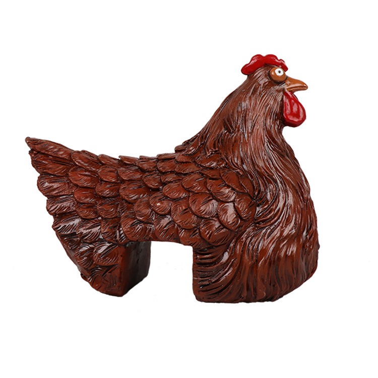 Ornamento de pollo de resina para jardín con ranura — imagen 2