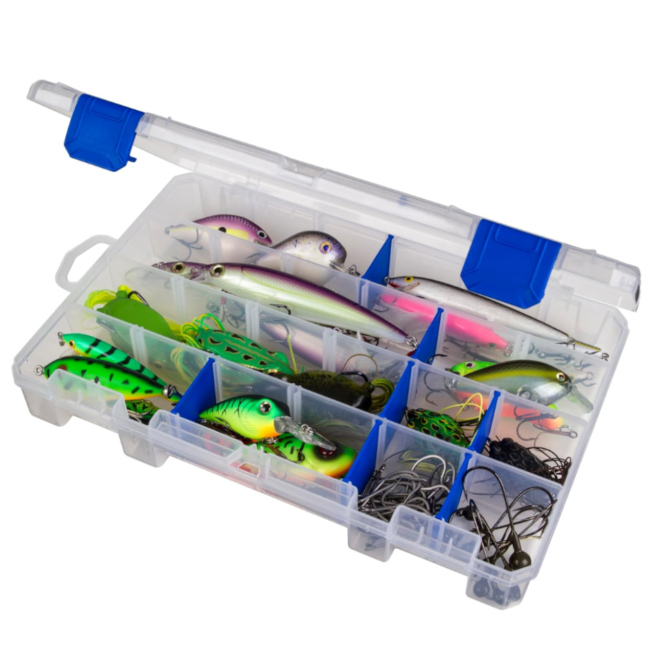 Caja de Utilidad Plano Stowaway con Particiones Ajustables Transparente para Pequeños Accesorios y Organizador de Tackle 9 Pulgadas — imagen 3