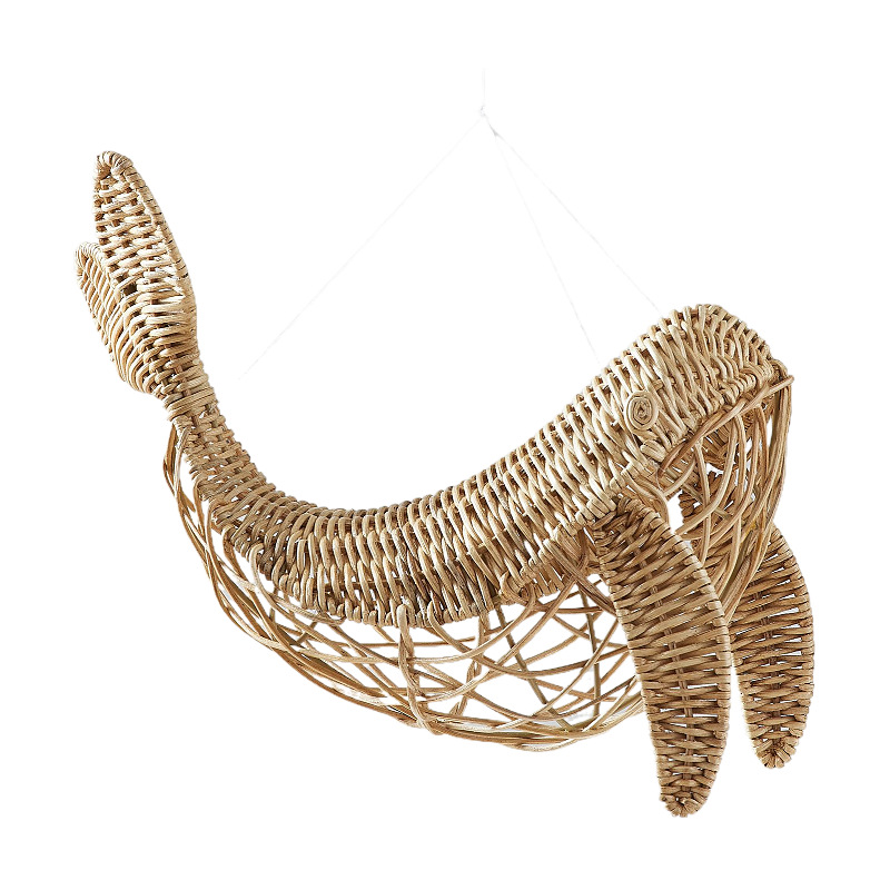 Handmade Rattan Whale Wall Hanging Decoration for Kids Room, Photography Props, Home Decor, Woven Ornament — image 5
