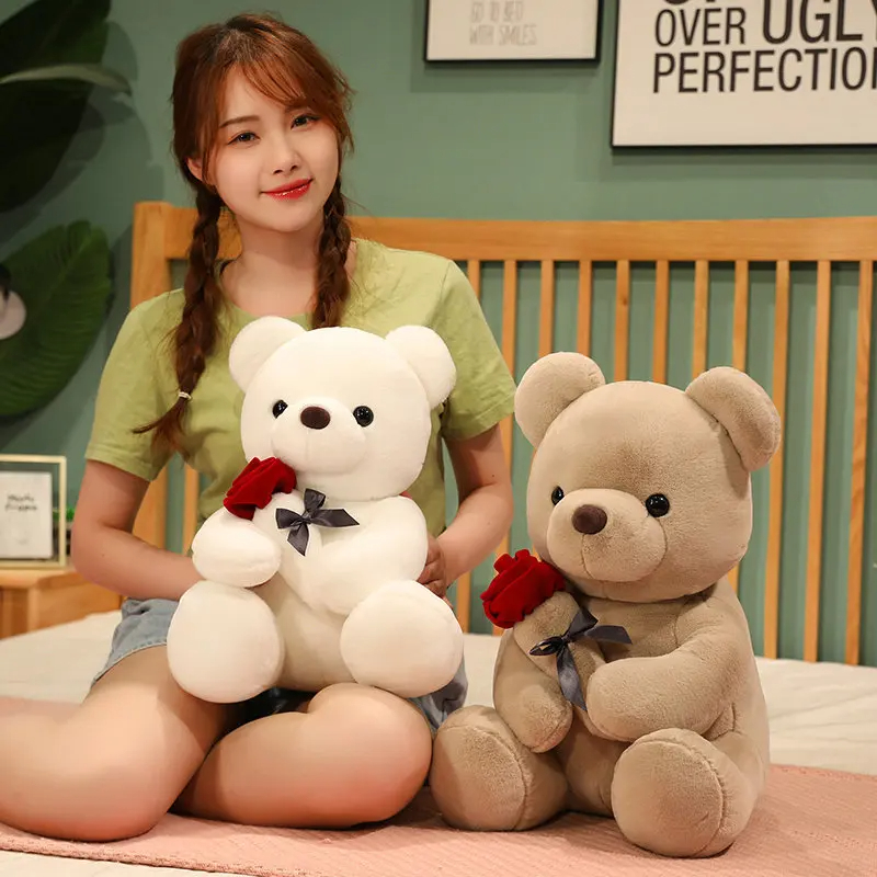 Nuevo Osito de Peluche Abrazable con Rosas 23-45cm, Almohada de Peluche Relleno, Muñeco de Animal Suave, Bonito Regalo de Cumpleaños para Novia, San Valentín — imagen 9