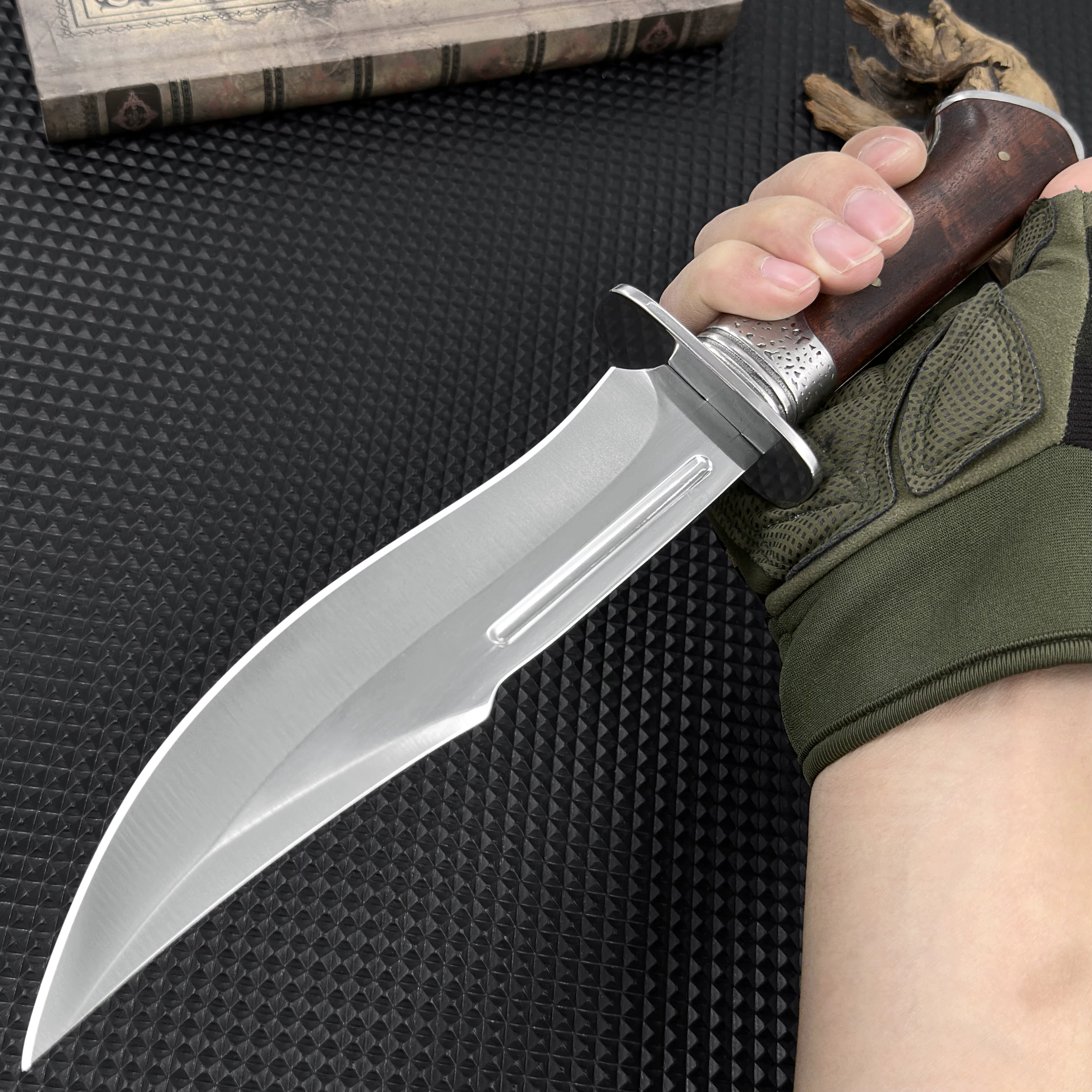 D2 Multi-tool, Hand-forged Bone Knife with a Protective Cover, High-carbon Steel Hunting Knife, Wooden Handle — image 4