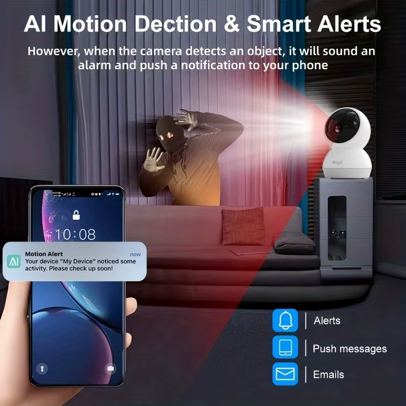 3K Pet Cámara para perros con aplicación móvil, WiFi 5G/2.4G, cámara de seguridad interior para bebés, detección AI 360° de panorámica e inclinación, audio bidireccional, visión nocturna — imagen 2