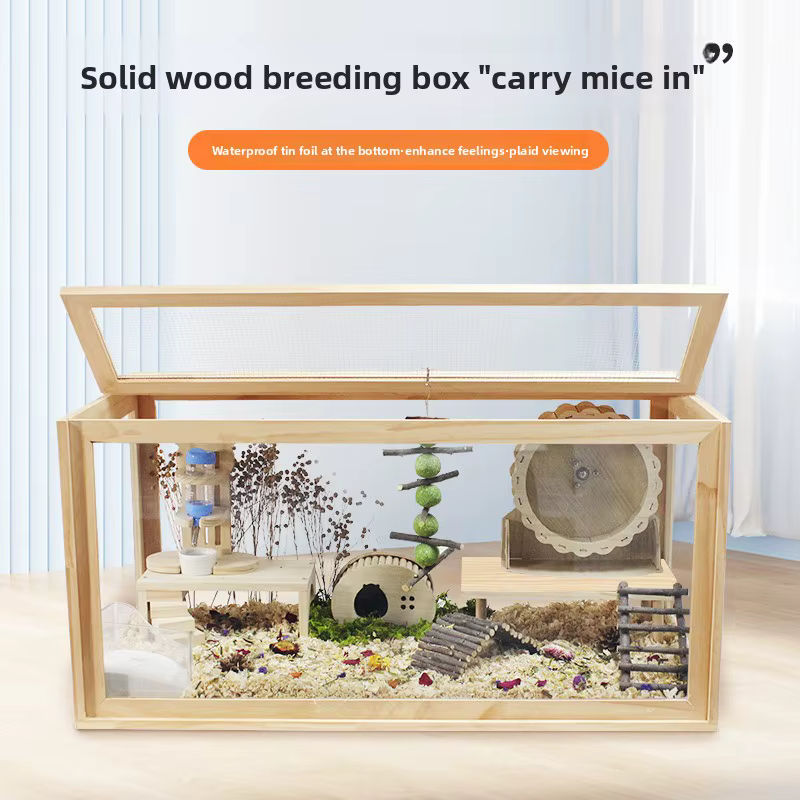 Caja de Jaula de Madera Ecológico para Hámsters con Área de Respiración, Adecuada para Hámsters Dorados, Erizos, Loros y Otros Pequeños Animales Domésticos — imagen 1