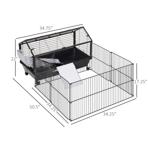 Cage de Juego para Pequeños Animales con Ruedas Giratorias y Botella de Agua, 35" L — imagen 5