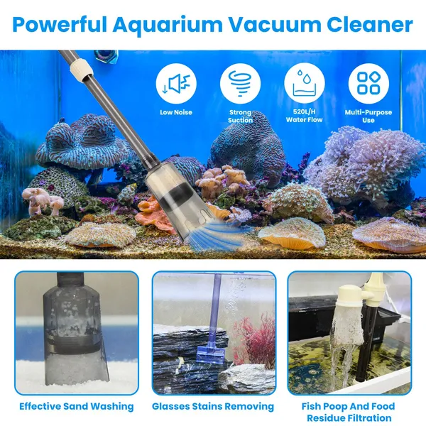 Multifunctional Electric Aquarium Gravel Cleaner Kit Length Adjustable Automatic Fish Tank Vacuum Cleaner — image 5