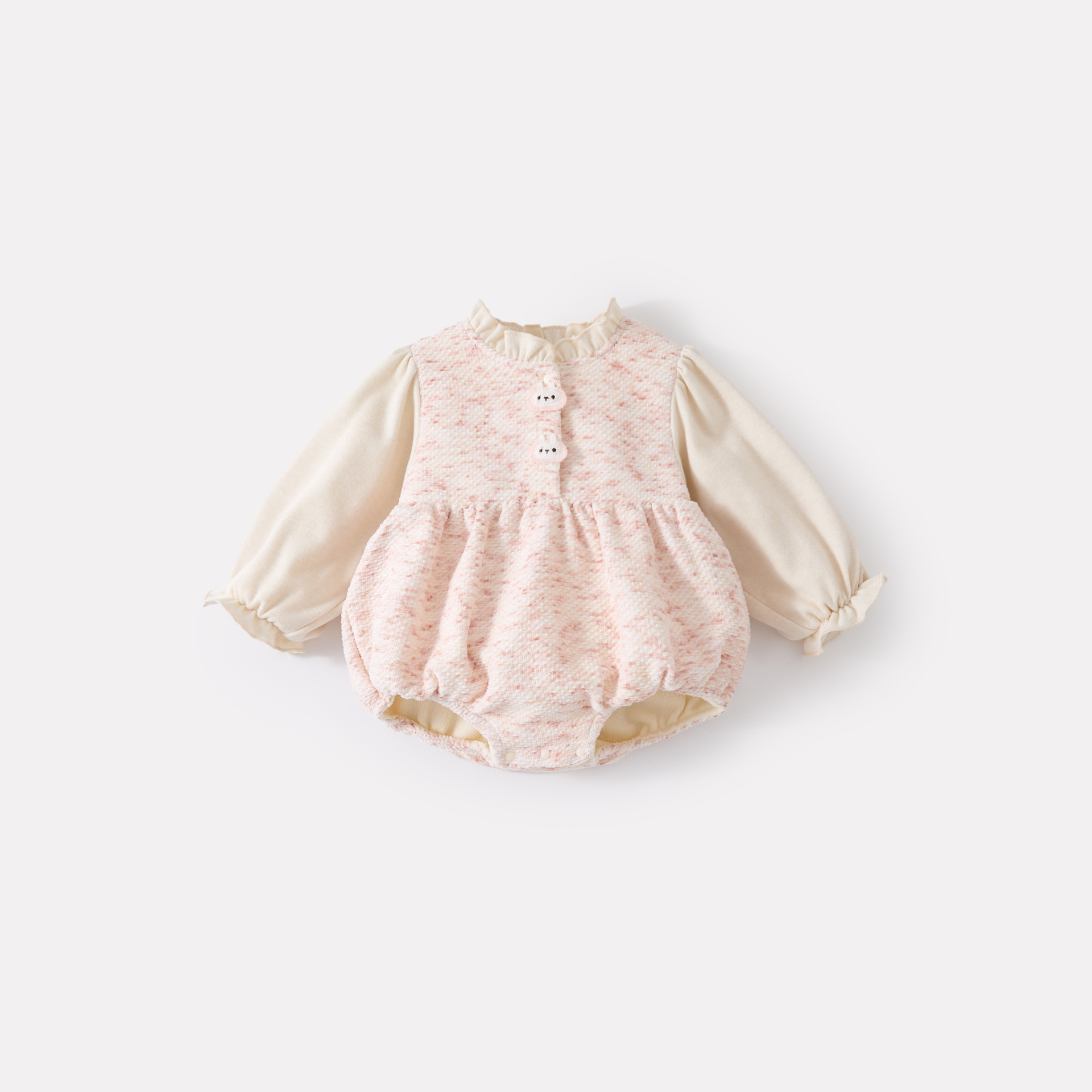 Cute Rabbit Fleece-Lined Thickened Pseudo-Two-Piece Romper for Baby Girls — image 7