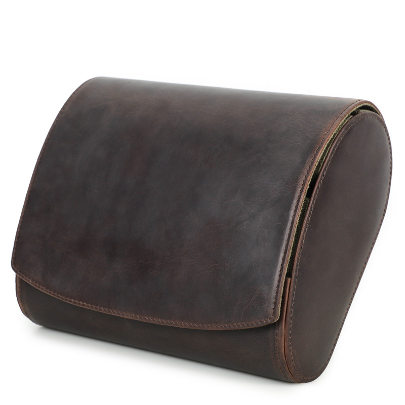 Vintage Crazy Horse Leather 6-Piece Watch Storage Box, Travel Portable Oval Handmade Genuine Leather Watch Case — image 5