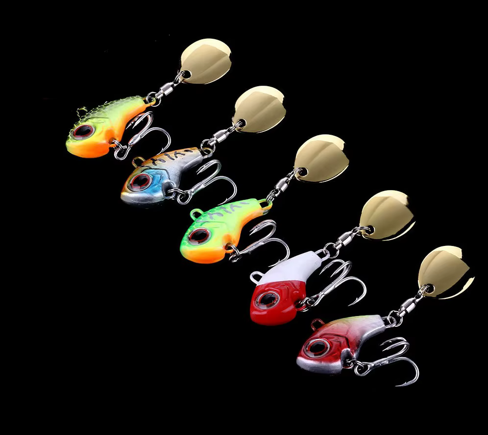 Fishing Lure Set 5pcs Wobble Rotating Metal VIB Vibration Bait Spinner Spoon Jig Sea Lures Artificial Hard Baits Sequins Tackle — image 6