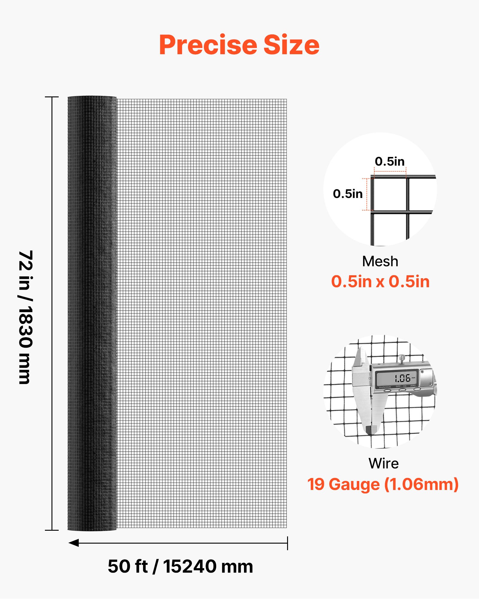 Hardware Cloth 72 In X 50 Ft, 1'2 In 19 Gauge Galvanized Wire Mesh Roll, Weather-Resistant Vinyl Coated Chicken Wire Fencing, Heavy Duty Welded Garden Plant Fencing For Rabbit Cage Snake Fence — imagen 5
