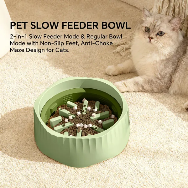 Bol de Alimento Lento Verde Dual-propósito: Cambiar Rápido y Lento Según el Hábito de Comida del Animal — imagen 1