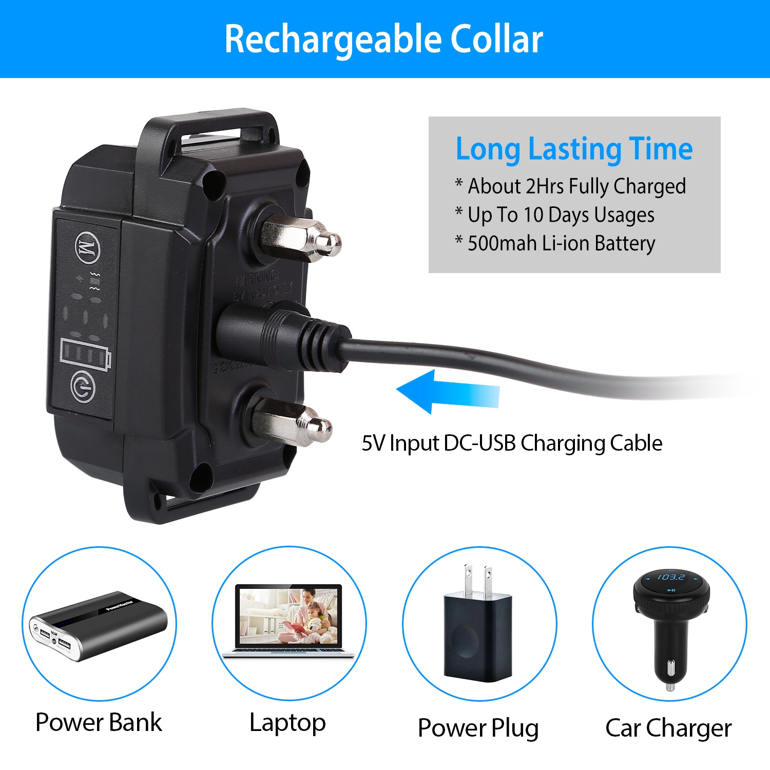 Collar de Silbido para Perros Rechargeable Impermeable Silbido Vibración Estímulo Estático Parada Automática de Ladridos Identificación Inteligente con 6 Modos de Intensidad Doble — imagen 10