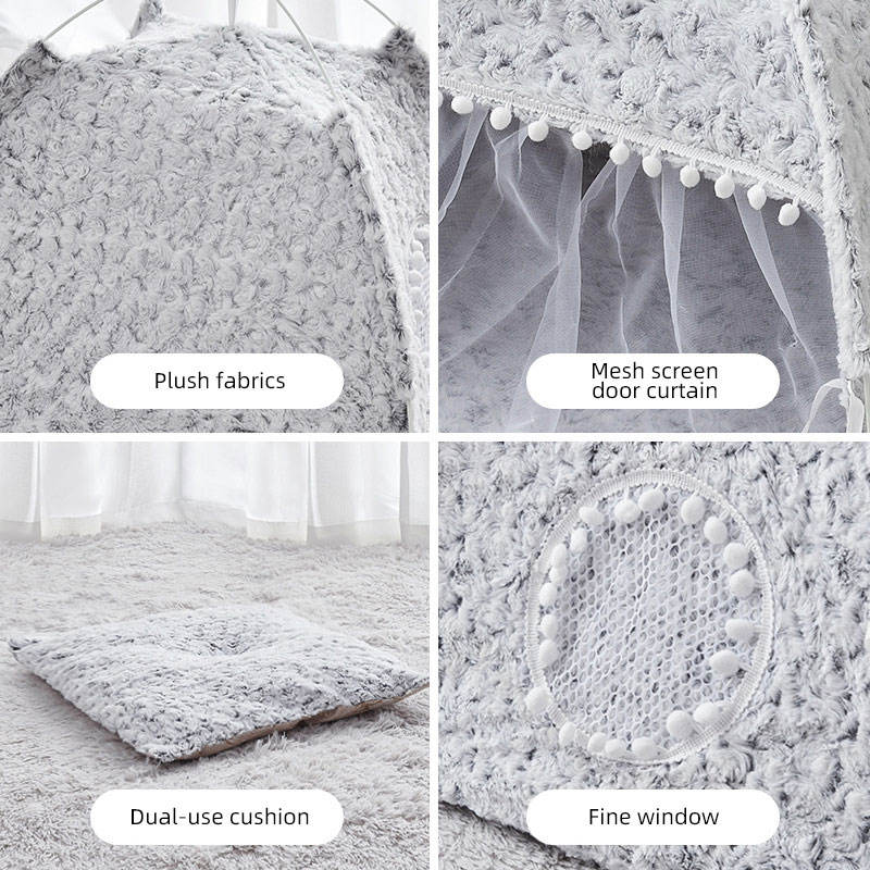 Cat Nest Summer Cat Tent Cat House Semi enclosed Pet Bed Four Seasons Dog Nest Villa Bed Supplies — image 4