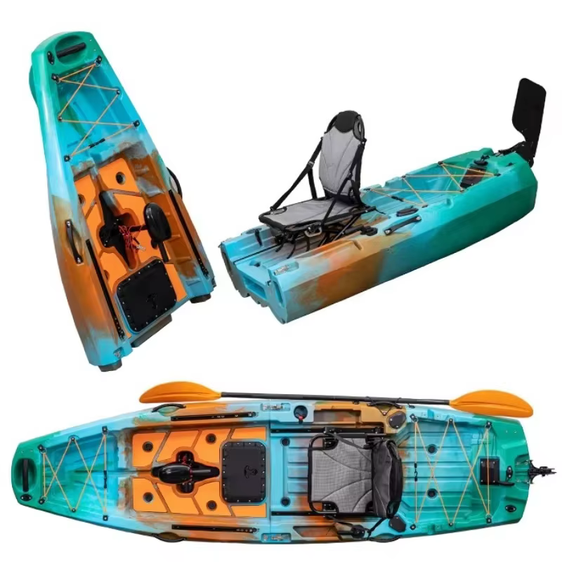 New Designed 10ft 1 Person Modular Fishing Kayak With Pedals Detachable Foldable Kayak Suit for Electric Motor — image 5