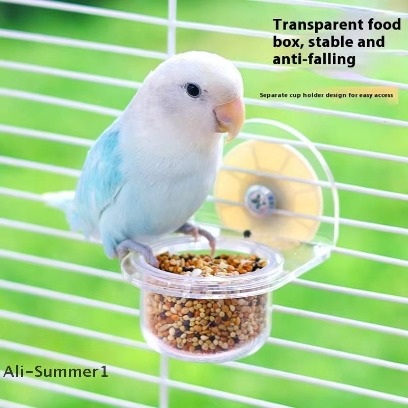 Almuerzo para pájaros transparente con base antideslizante y tazas acrílicas para jaula de colibríes — imagen 5