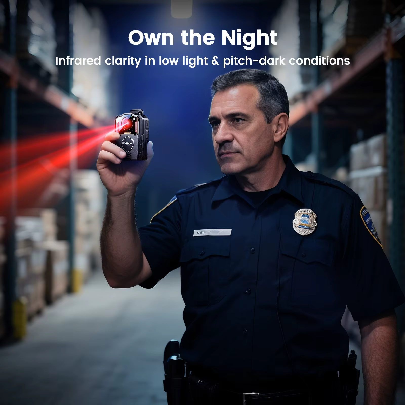 BOBLOV KJ25 1080P Body Camera 10-13H Battery Night Vision Body Cam 3000mAh Battery Built In Light For Hiking Delivery Law Enforcement And Pet Walking — imagen 6