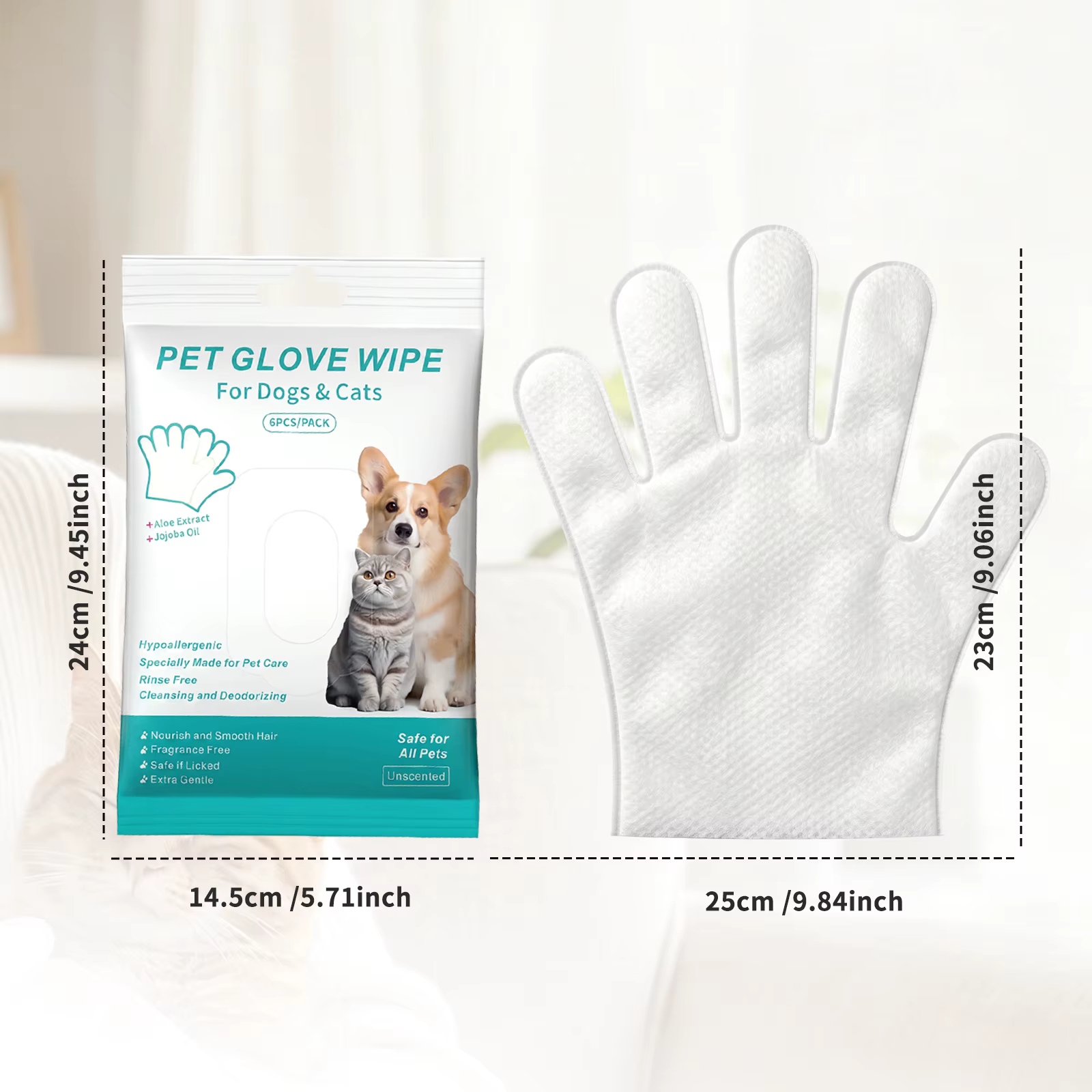 Guantes de Limpieza Sin Enjuague para Mascotas, Suaves y Descartables para Gatos y Perros, Limpieza y Desodorización, Prácticos para Lavado Completo del Cuerpo — imagen 3