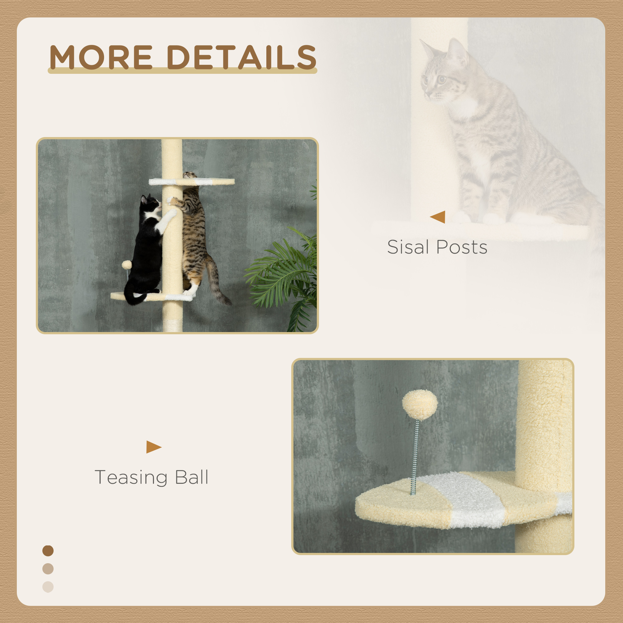 Árbol para Gatos de 4 Niveles del Piso al Techo, Altura Ajustable de 87 a 103 Pulgadas — imagen 5