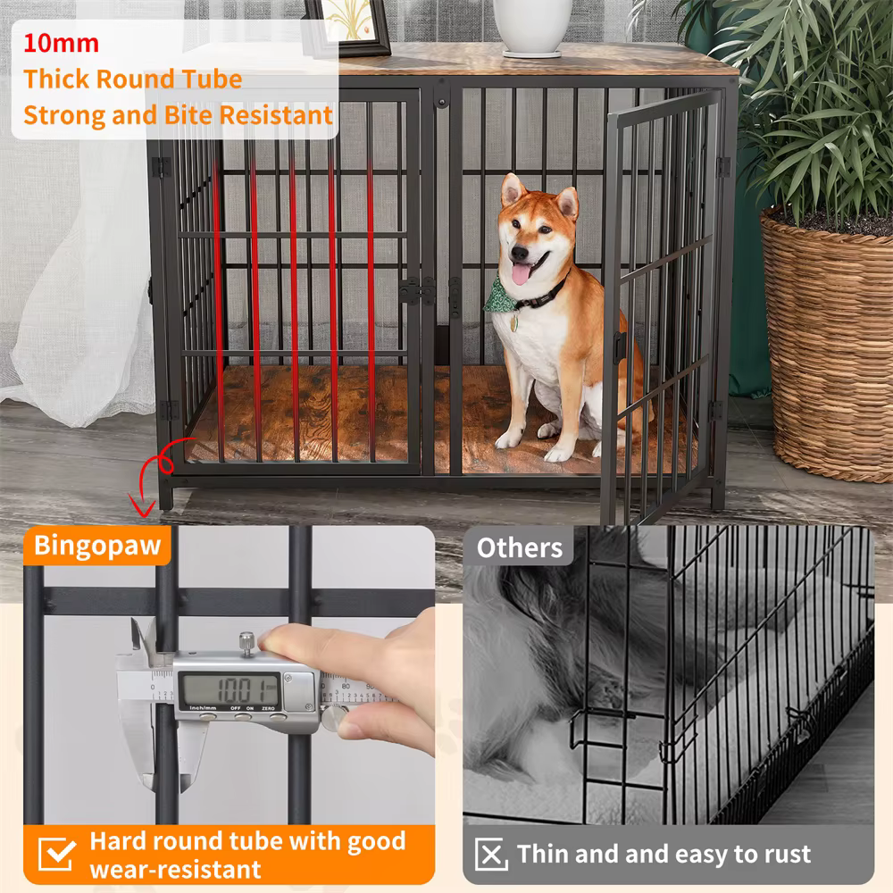 Caja de Perro Ultra Espesa con Partición Removible y 4 Puertas para 2 Pequeños o 1 Medio Grande — imagen 8