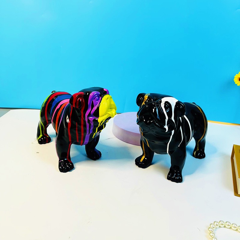 Creative walking method dog fighting splashing color resin handicraft ornaments — image 3