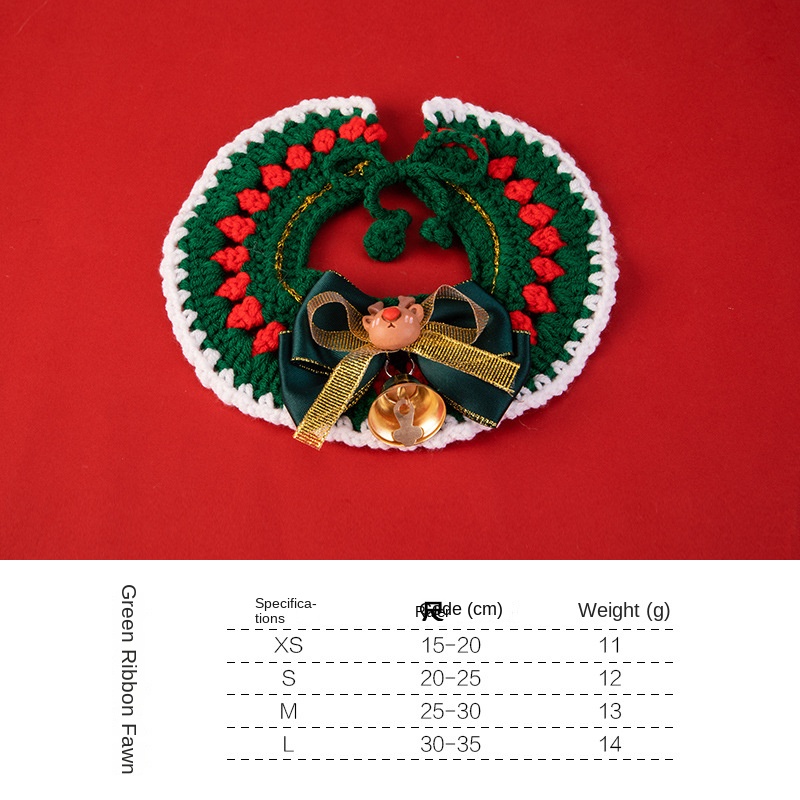 Christmas pet collars decorations handmade knitted cat collars scarves pet supplies — image 7
