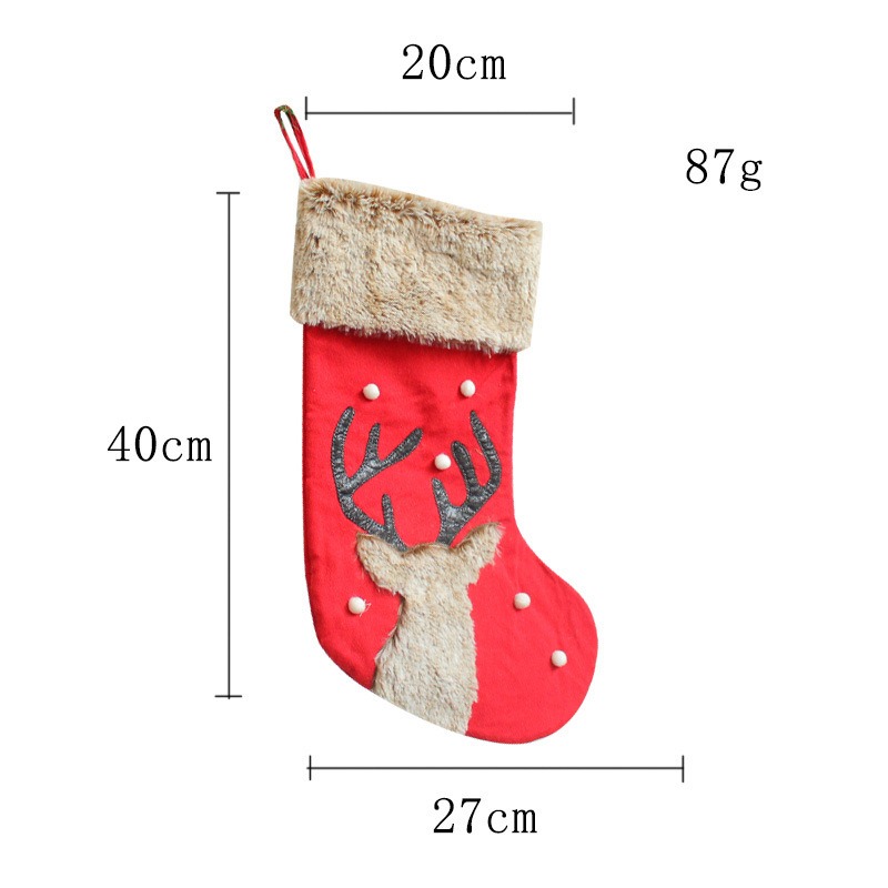 Christmas Decorations Cute Red Deer Head Socks Plush Candy Socks Christmas Supplies Gift Bag — image 2