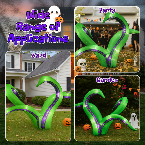 Paquete de 2 Tentáculos de Pulpo Inflables para Decoración Exterior de Halloween, Decoración Colgante Inflable con Luces LED Integradas, Impactante Decoración de Ventanas para Fiestas de Halloween, Patio, Jardín y Césped — imagen 11