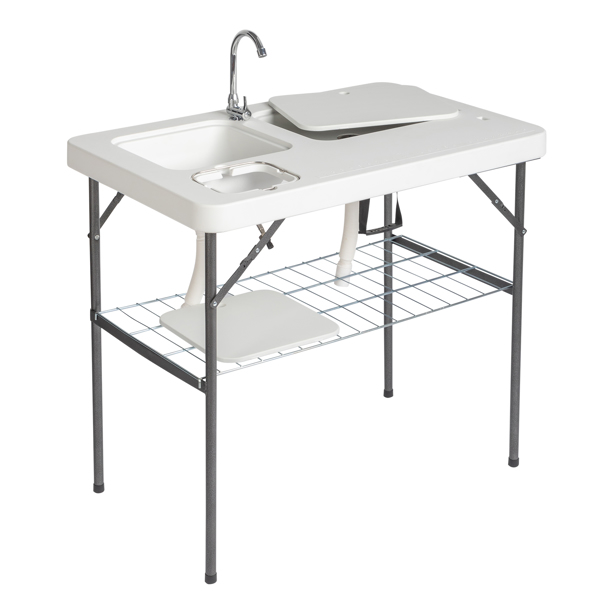 With Wire Mesh, White, Outdoor Fish Killing Table, HDPE, Rectangular Shape, Foldable — image 6