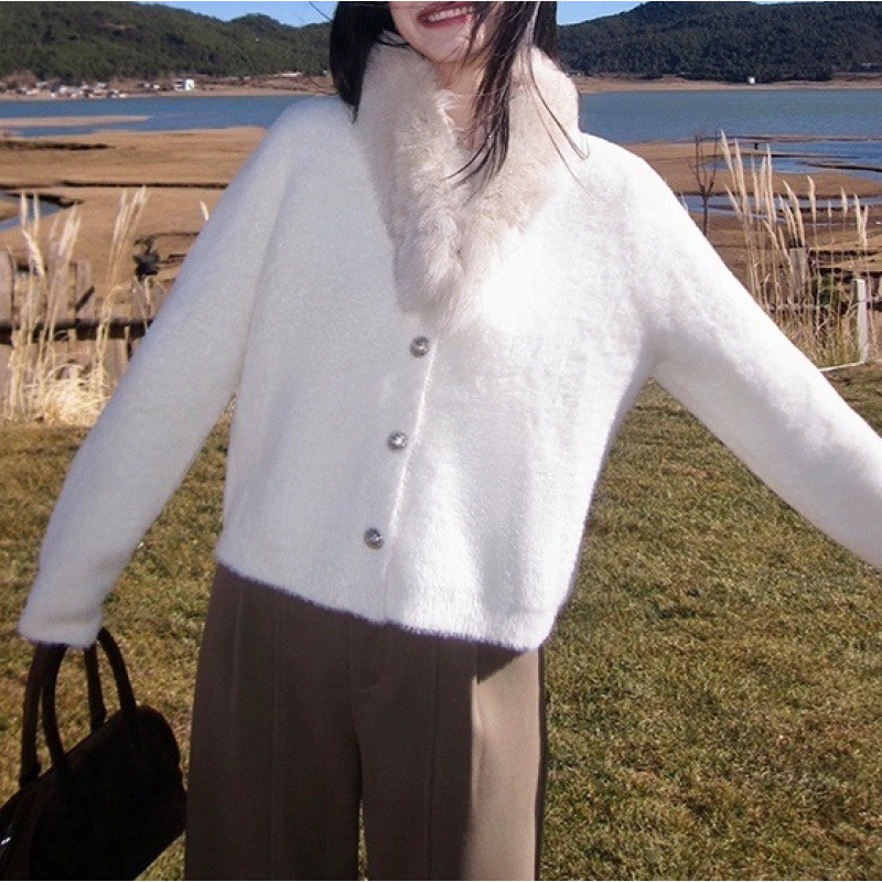 Faux Mink Knit Coat for Women Lazy Style Sweater — image 4
