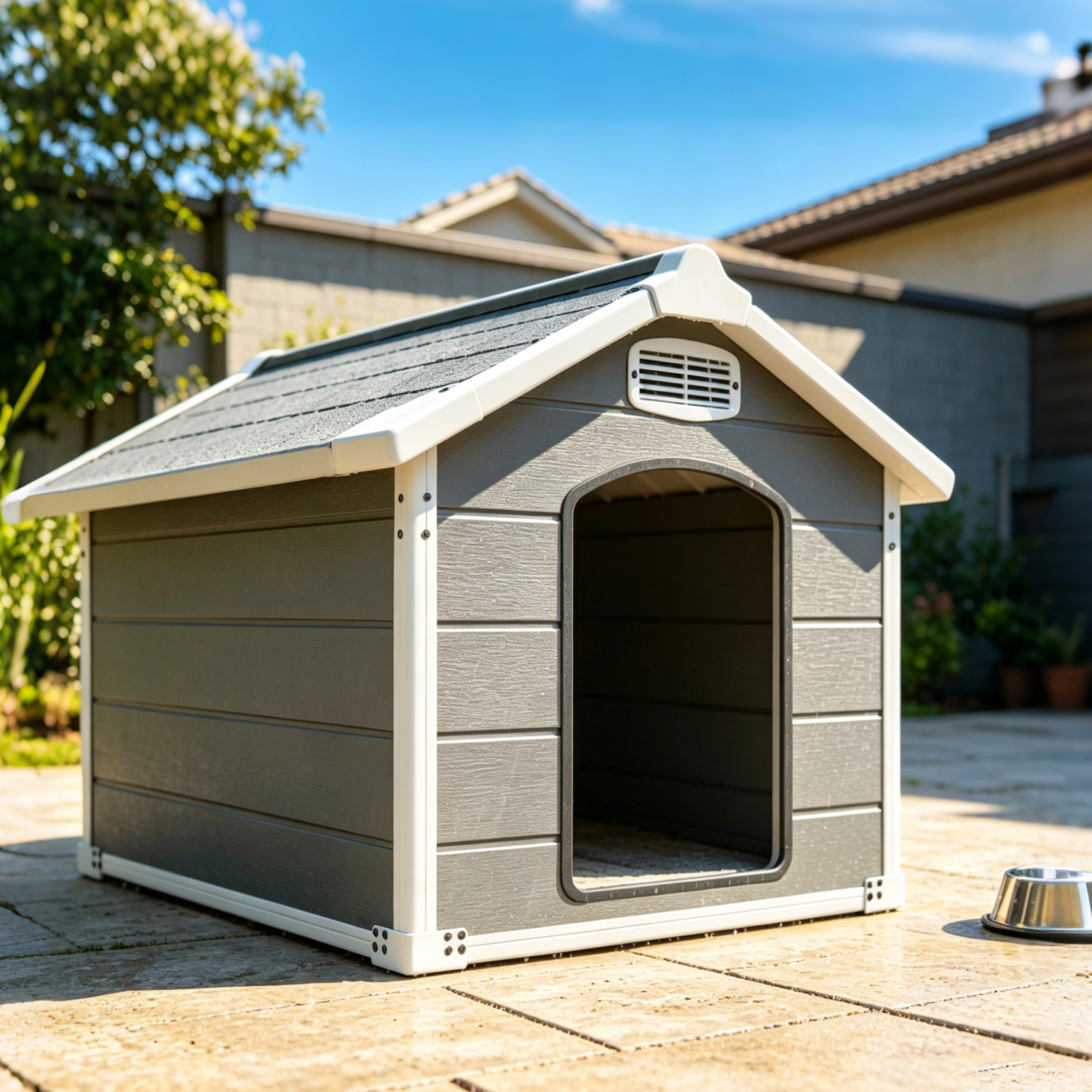 Caseta Grande para Perro de 50.5" para Razas Grandes, Casa para Mascotas de Uso Interior y Exterior de Alta Resistencia, Impermeable, Protección UV, Panel de PP de Doble Pared Resistente a Rasguños, Ventilación Frontal y Trasera – Fácil de Limpiar y Lavable — imagen 10