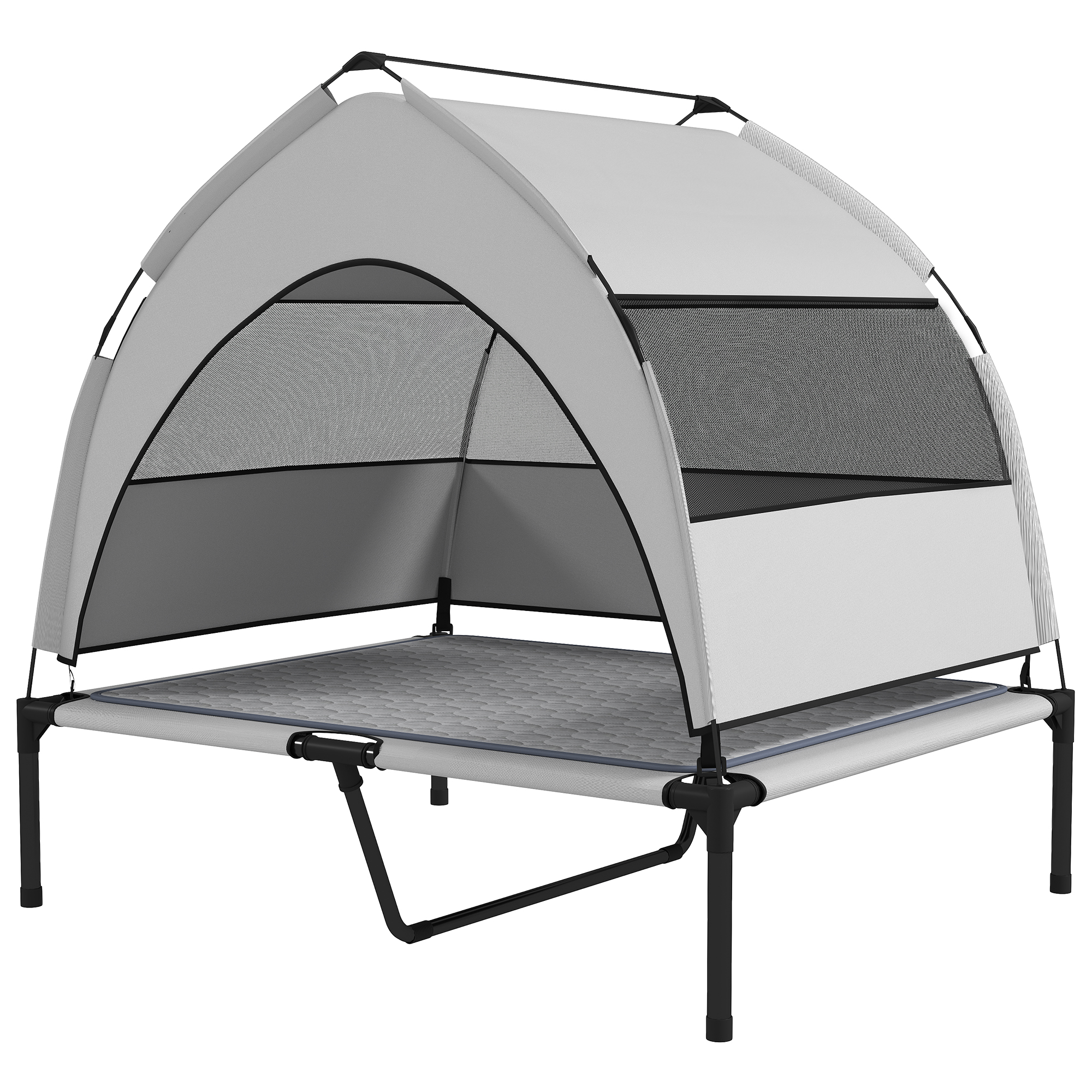 Cama Elevada para Perros con Pabellón Removible, Cama Portátil Exterior para Mascotas con Capa de Enfriamiento y Bolsa de Almacenaje, 42 × 30 × 37 — imagen 1
