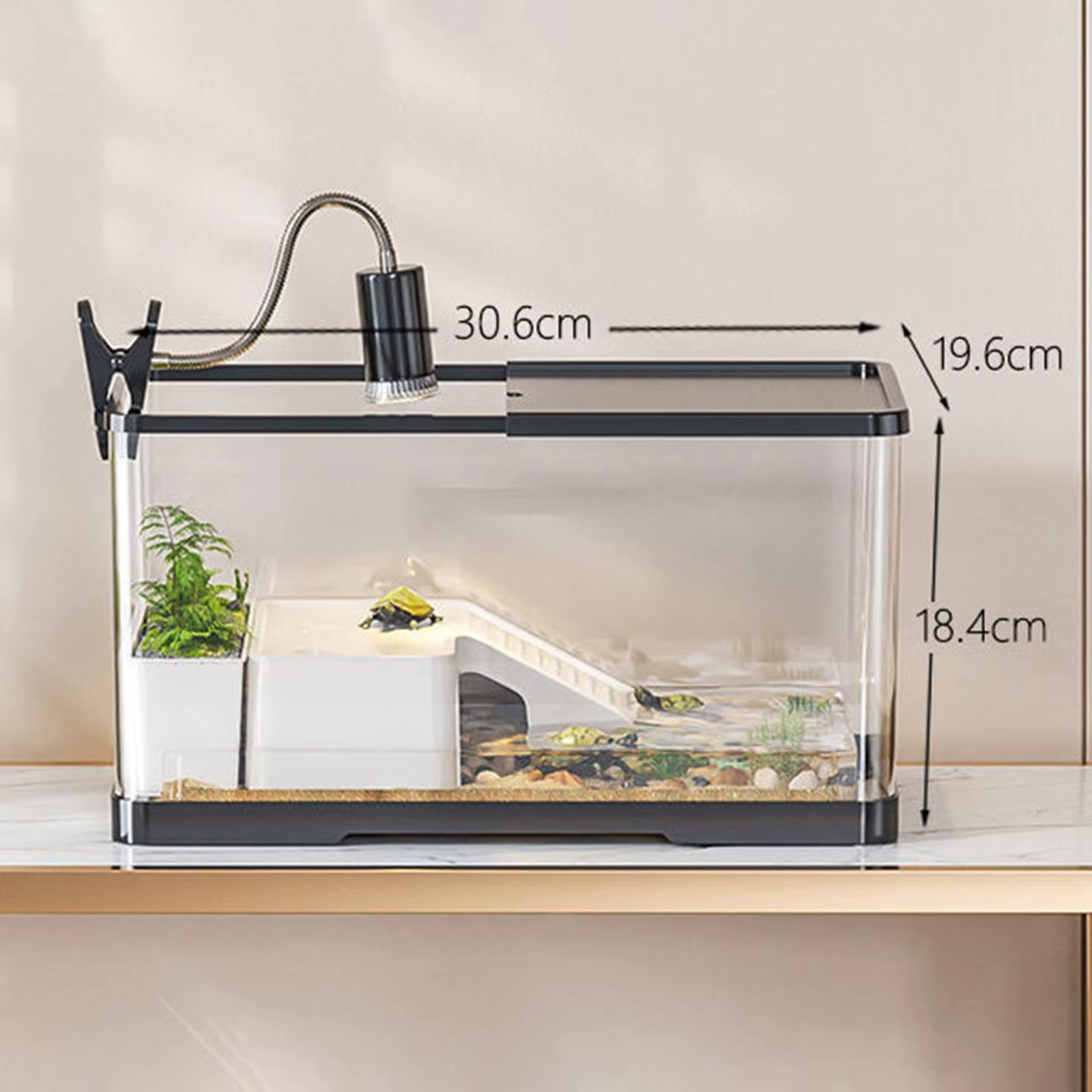 Reptile Tank with Cover Habitat for Turtle Frog Bearded Dragon Small Pets 20 Gallon Glass Terrarium with Ventilation — image 6