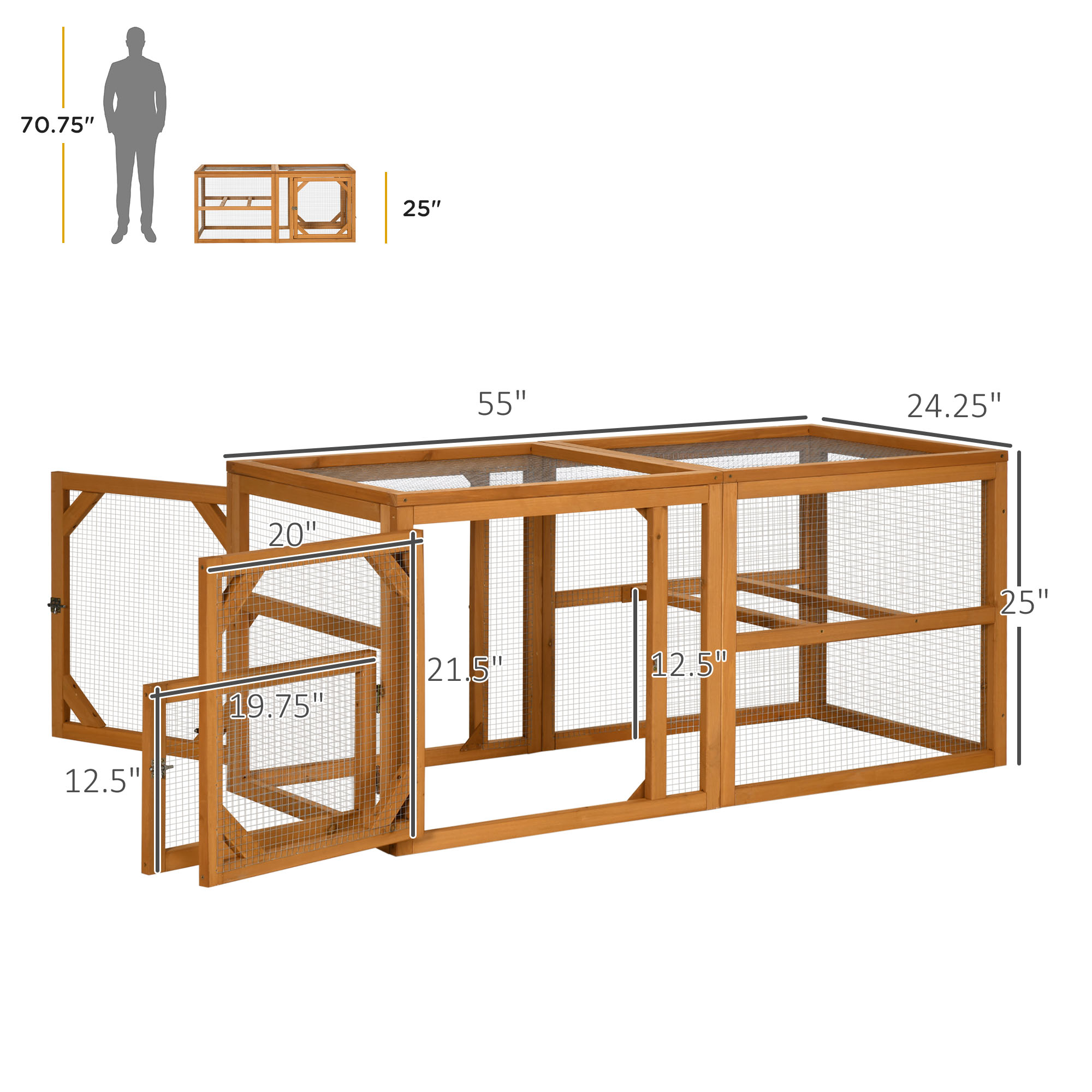 Expansión de Madera para Gallinero de 55", Mini Gallinero Exterior con Corral, Diseño Combinable — imagen 4