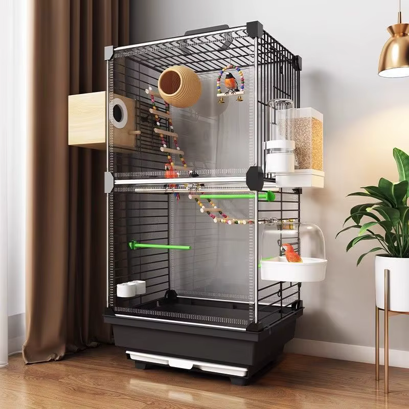 Caja para Pájaros Ornamental Transparenta con Espacio Doble para Aves de Gran Tamaño - Casa Interactiva Fácil con Caja y Plataforma — imagen 1