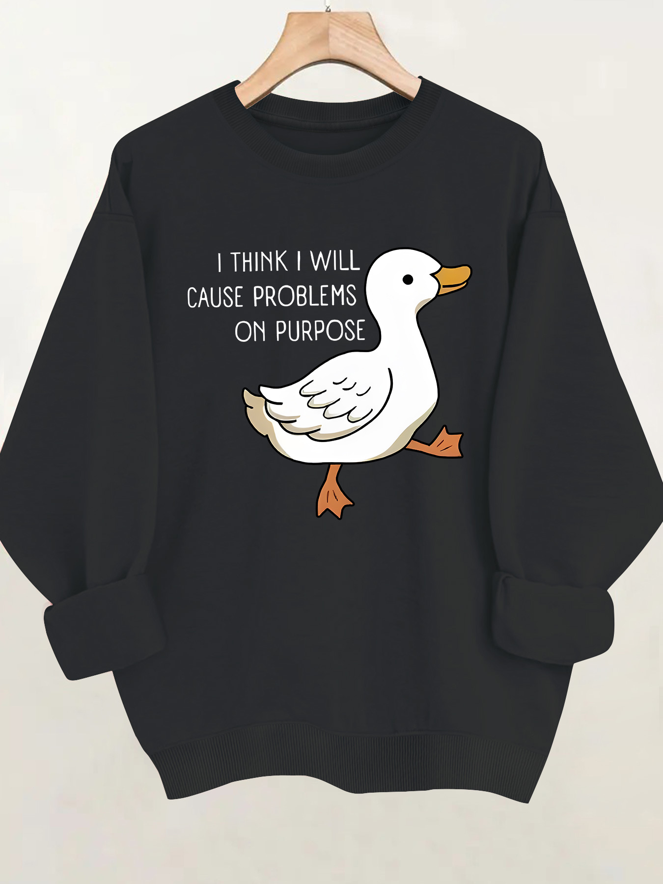 Duck print round neck hoodie — image 7