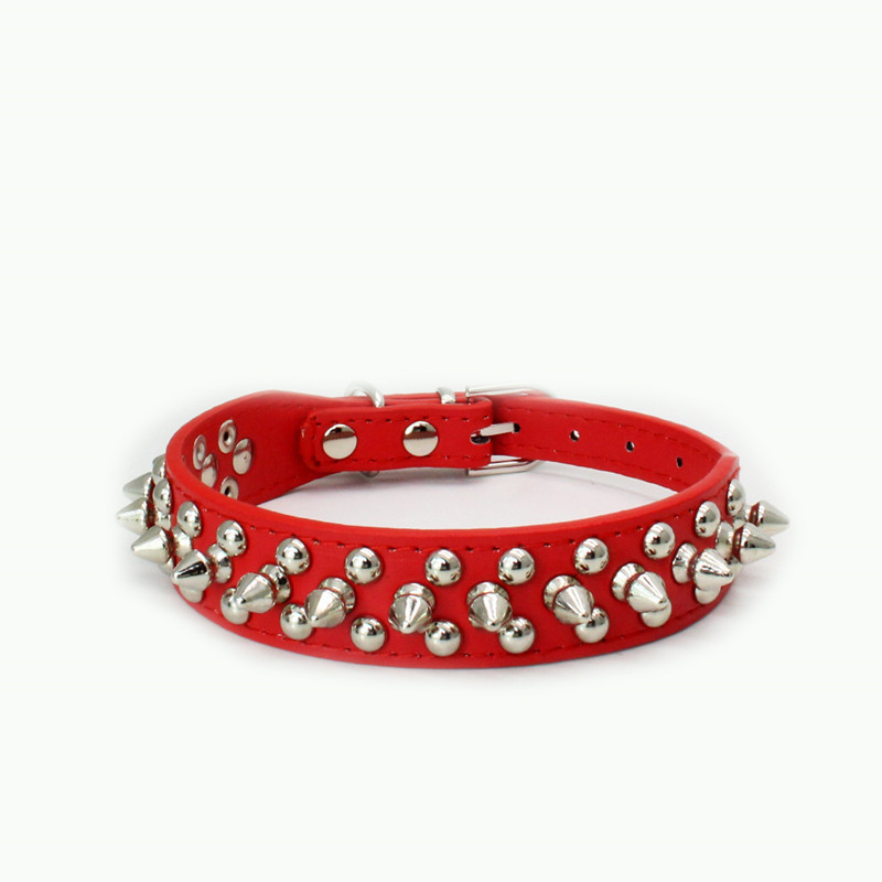 PU Leather Round Head Anti Bite Pet Collar Cool Rivet Nail Bullet Nail Punk Cat Dog Collar — image 5