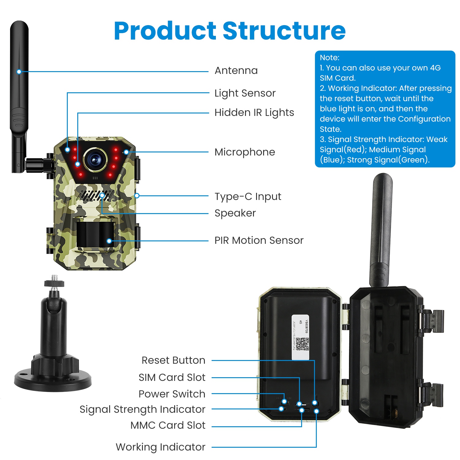 4G 4K 30FPS Solar Trail Camera Outdoor Wildlife Camera Motion Activated IP66 Waterproof With 140 Degree Viewing Angle No Glow Night Vision SIM Card APP Control No WiFi Needed — image 8