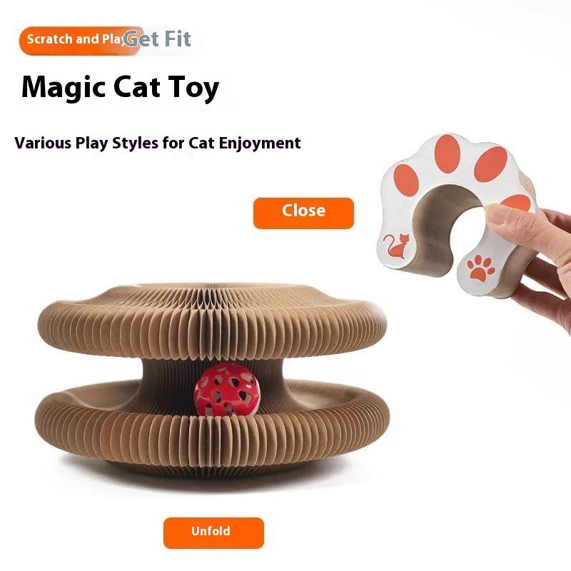 Poste de Rastrillado para Gatos Unico Pieza, Diseño Plegable Accordion, Grano Madera, Anti-arrugas, Resistente al Desgaste, Juguetes Interactivos para Gatos — imagen 8