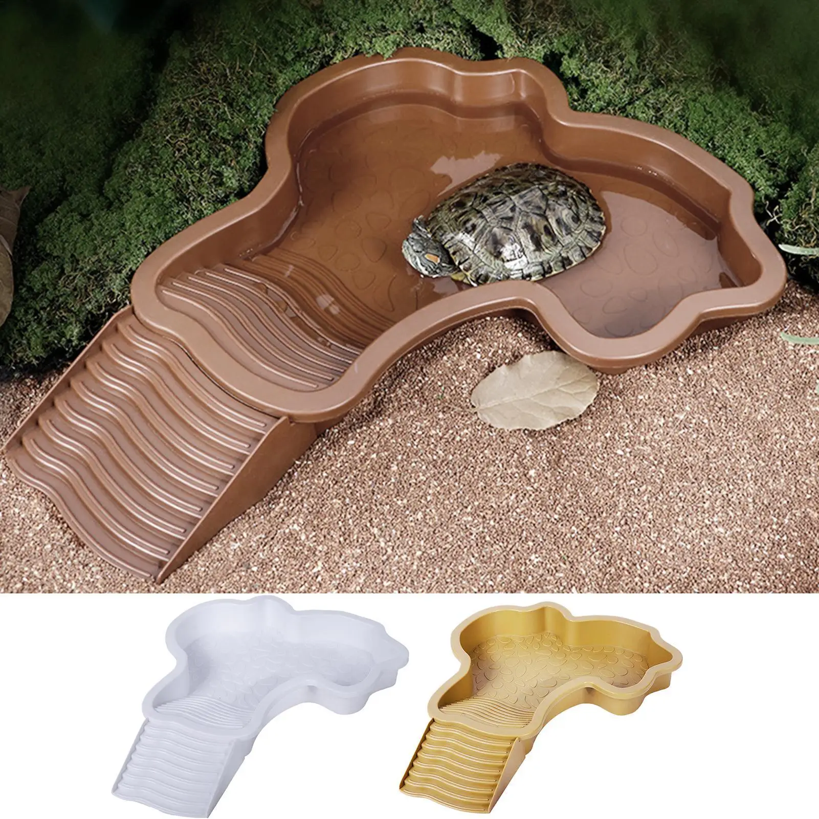 Piscina de Baño para Reptiles con Rampa - Tanque de Sumergimiento Seguro para Tortugas, Dragones Barbudos y Geckos