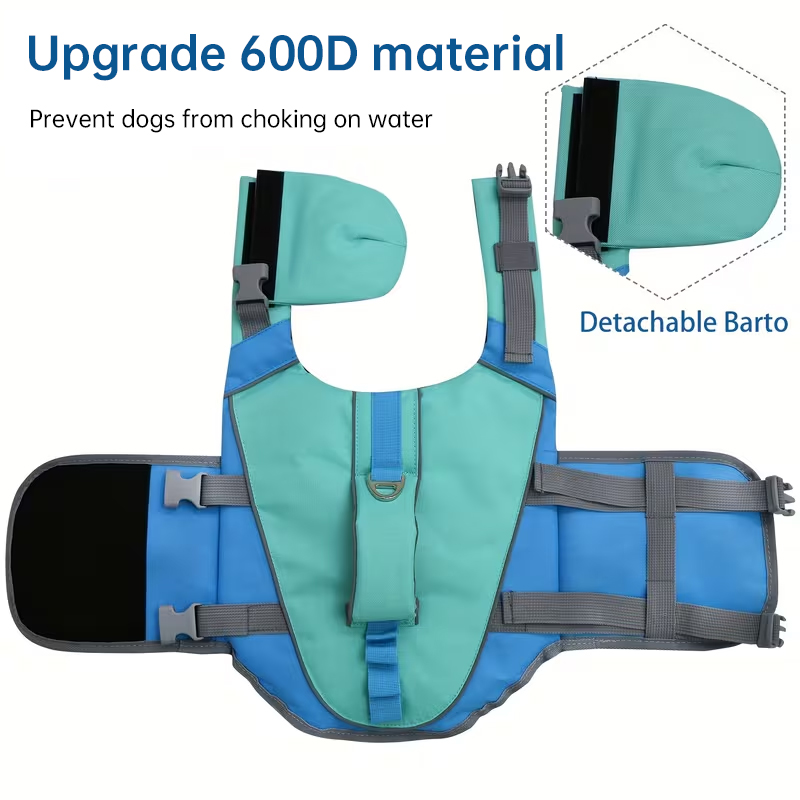 Vestidor de Perro Ajustable con Rayas Reflectivas – Alta Flotabilidad, Chaleco de Seguridad Transpirable para Deportes y Natación — imagen 8