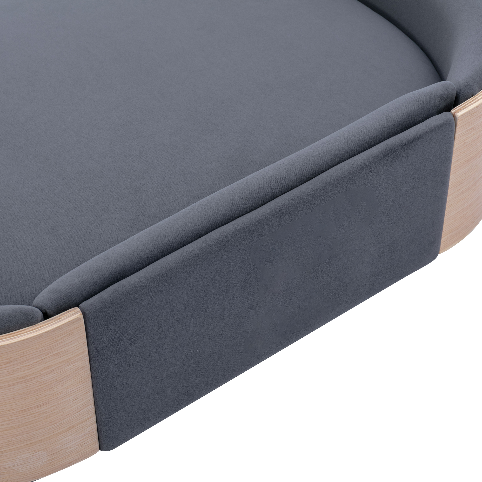Scandinavian style Elevated Dog Bed Pet Sofa With Solid Wood legs and Bent Wood Back, Velvet Cushion, Large Size — image 25